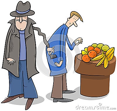 Thief stealing wallet cartoon Vector Illustration