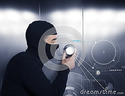 Thief tries to open a safe Stock Photo