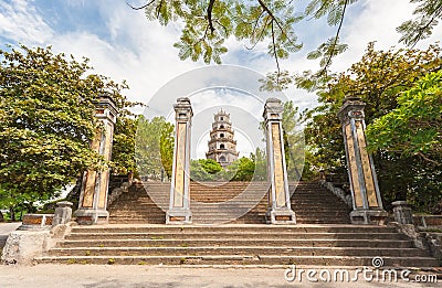 Thien Mu Pagoda, Hue, Vietnam. Unesco World Heritage Site. Stock Photo