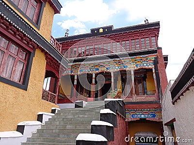 Thikse Gompa or Thikse Monastery at Leh Ladakh . Buddhism . Peace . Travel India . Old architecture . Stock Photo