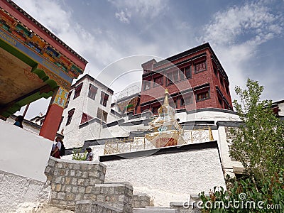 Thikse Gompa or Thikse Monastery at Leh Ladakh . Buddhism . Peace . Travel India . Old architecture . Stock Photo