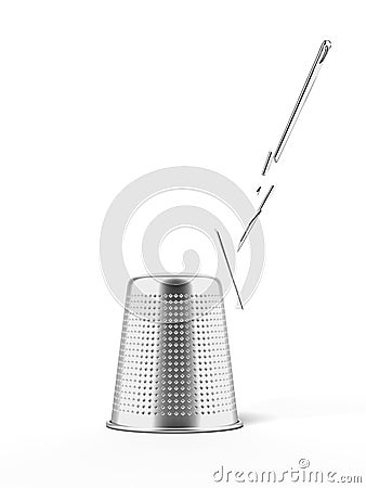 Thimble and broken needle Stock Photo