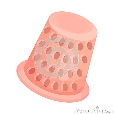 Thimble with Holes for Finger Protection Sewing Accessory Vector Illustration Vector Illustration