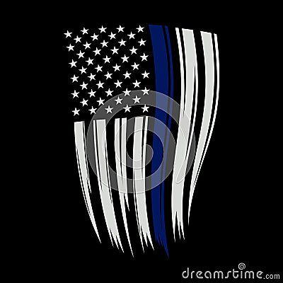 Thin blue line american flag vector Design illustration Vector Illustration