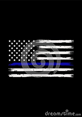 Thin blue line american flag vector design Vector Illustration