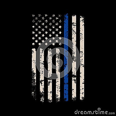 Thin blue line american flag Vector Illustration