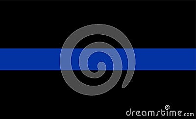 Thin blue line flag law enforcement symbol. American police flag . Symbol of remembering the fallen police officers on duty. Stock Photo