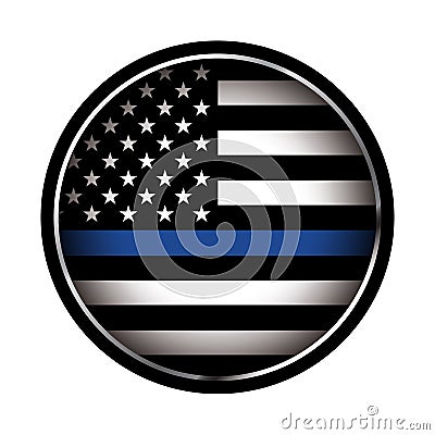 Thin Blue Line Police Support Icon Illustration Vector Illustration