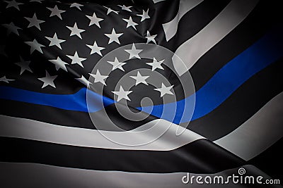 Police Thin Blue Line Flag Stock Photo