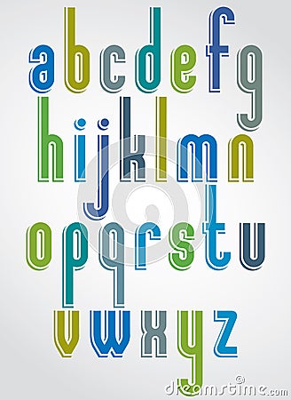 Thin bright font, rounded lowercase letters with white Vector Illustration