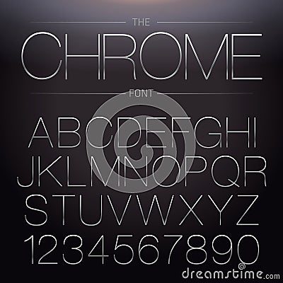 Thin Chrome Font Vector Illustration