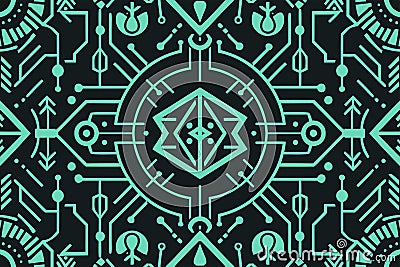 Thin circuit trace lines on technology background. Abstract digital tech background illustration. Electronics and computer Vector Illustration