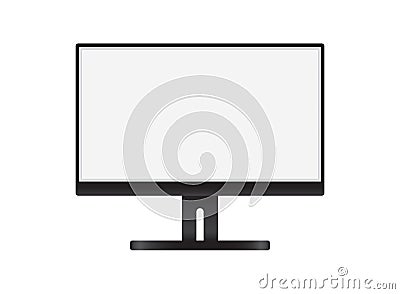Thin frame monitor mock up icon in flat style. Computer display vector illustration on isolated background. Electronic gadget sign Vector Illustration