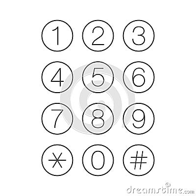 Thin Keypads number touch screen phone device Vector Illustration