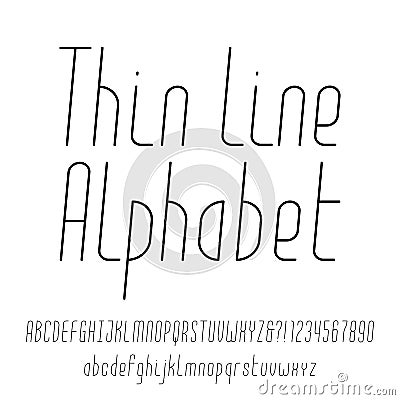 Thin line alphabet. Modern outline typeface. Vector Illustration