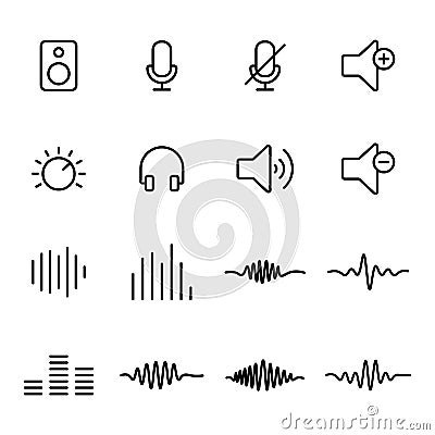 Thin line audio icons Stock Photo