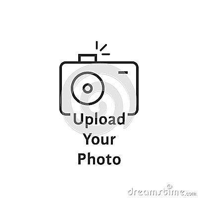 Thin line black camera logo like upload your photo Vector Illustration