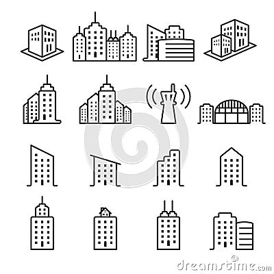 Thin line building icon set 2, vector eps10 Vector Illustration