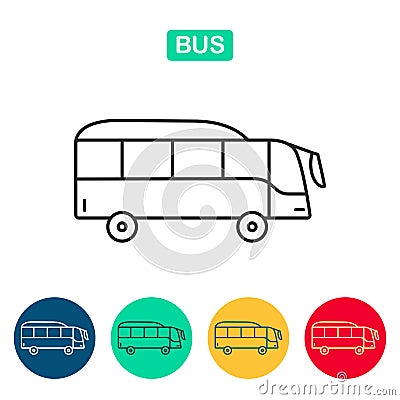 Thin line bus icon on a white background. Vector Illustration