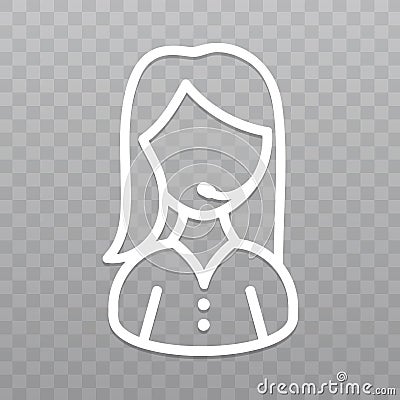 Thin line Call center Operator icon. Support helpline woman on transparent background Stock Photo