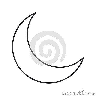 Thin line crescent moon icon Vector Illustration