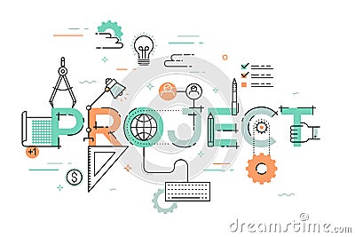 Thin line design concept for project website banner. Vector Illustration