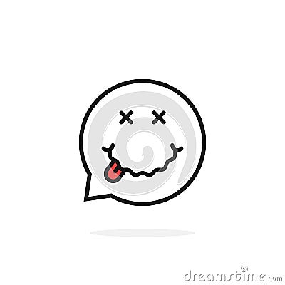 Thin line drunk emoji speech bubble logo Vector Illustration