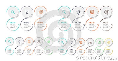 Thin line element for infographic. Template for diagram, graph, presentation and chart. Concept with 3, 4, 5, 6 options Stock Photo