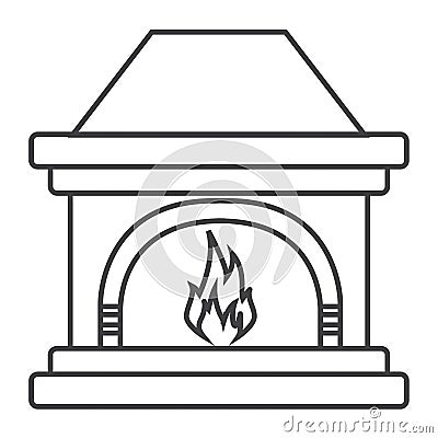 Thin line fireplace icon Vector Illustration