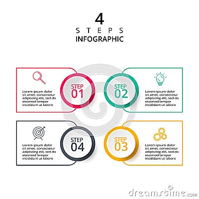 Thin line flat element for infographic. Template for diagram, graph, presentation and chart. Concept with 4 options Vector Illustration