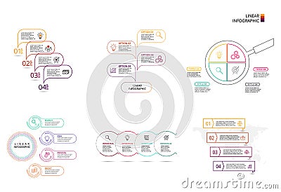 Thin line flat element for infographic. Template for diagram, graph, presentation and chart. Business concept with 4 options, Stock Photo