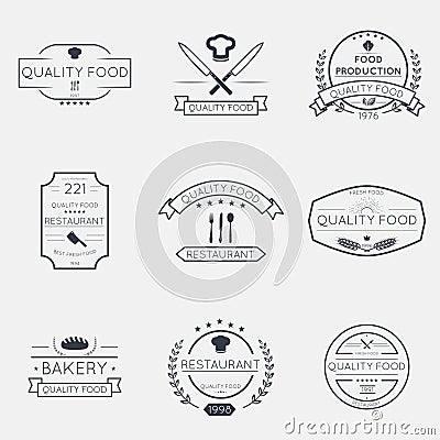 Thin line food emblems Vector Illustration