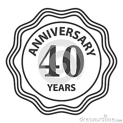 Thin line fortieth years anniversary icon Vector Illustration