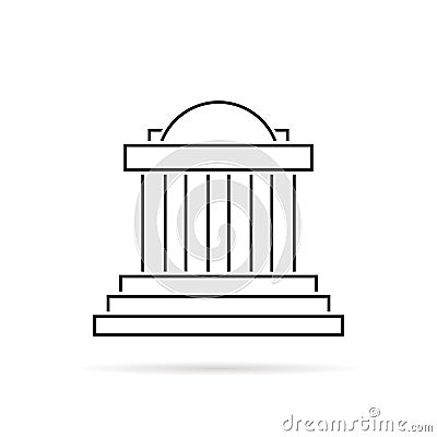 Thin line greek colonnade with shadow Vector Illustration