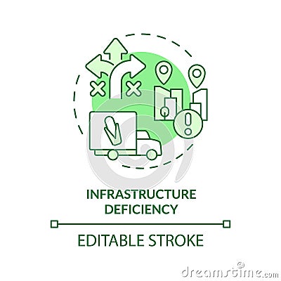 Thin line green infrastructure deficiency icon concept Cartoon Illustration