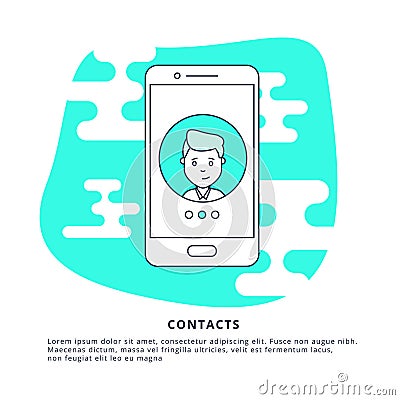 Thin Line Icon Concept of Contacts. Symbol of Connection Vector Illustration