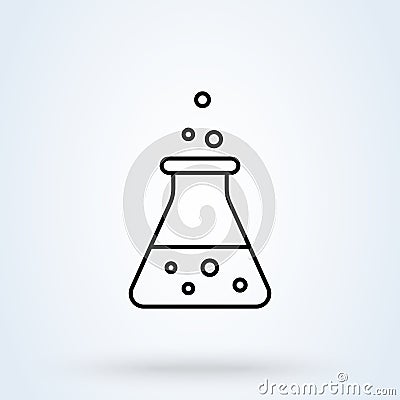 Thin line Icon Erlenmeyer Flask icon. Florence flask isolated on white background. Vector illustration Vector Illustration