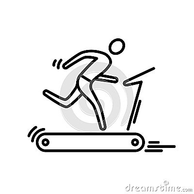 Thin line icon. Treadmill running man cardio workout. Vector Illustration