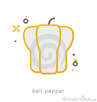 Thin line icons, Bell pepper Vector Illustration