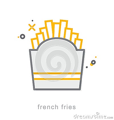 Thin line icons, French fries Vector Illustration