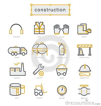 Thin line icons set. Construction Vector Illustration