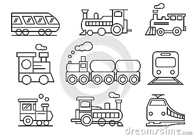 Line icons set,transportation,Train,vector illustrations Vector Illustration