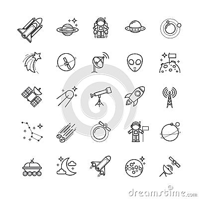 Thin line icons - space, astronomy set Vector Illustration