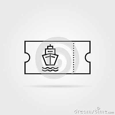 Thin line marine boat ticket black icon Vector Illustration