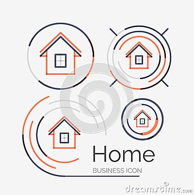 Thin line neat design logo set, home idea Vector Illustration