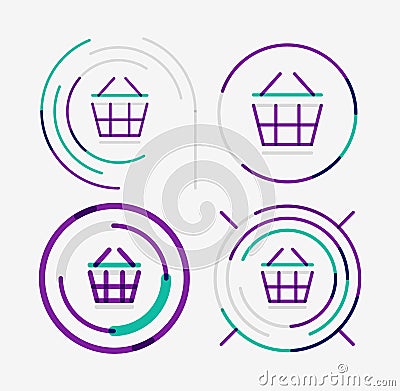 Thin line neat design logo set, shopping cart icon Vector Illustration