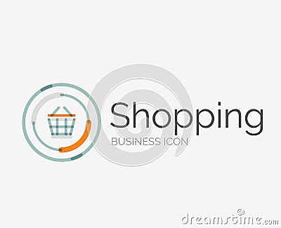 Thin line neat design logo, shopping cart icon Vector Illustration