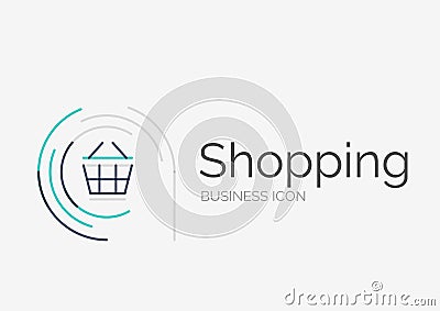 Thin line neat design logo, shopping cart icon Vector Illustration