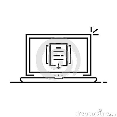 thin line notebook like document upload Vector Illustration