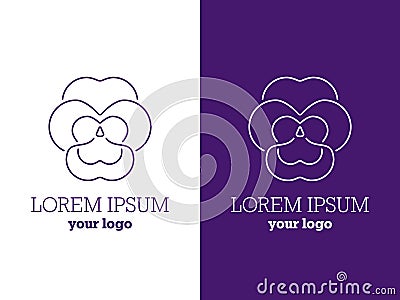 Thin line pansy logo. Heartsease sign Vector Illustration